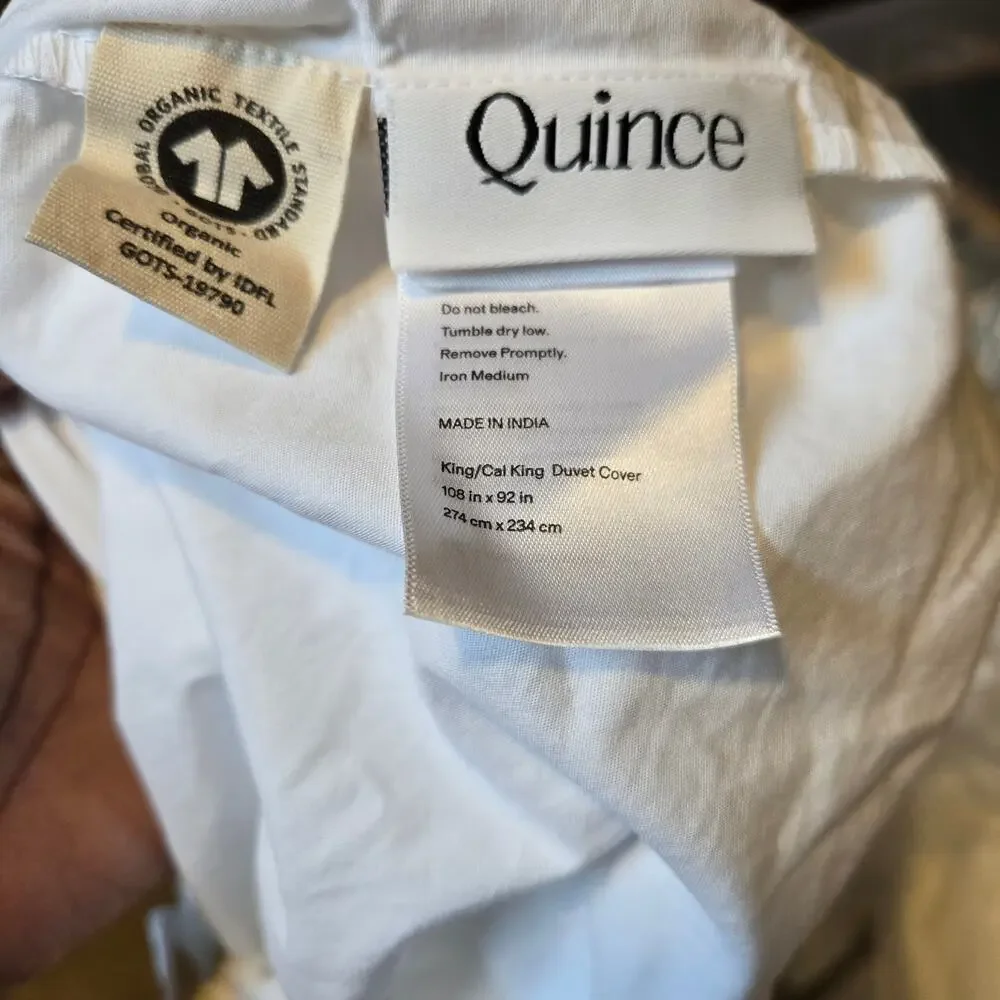 NWOT Quince Organic Crisp Percale Cotton King /California King Duvet Cover White